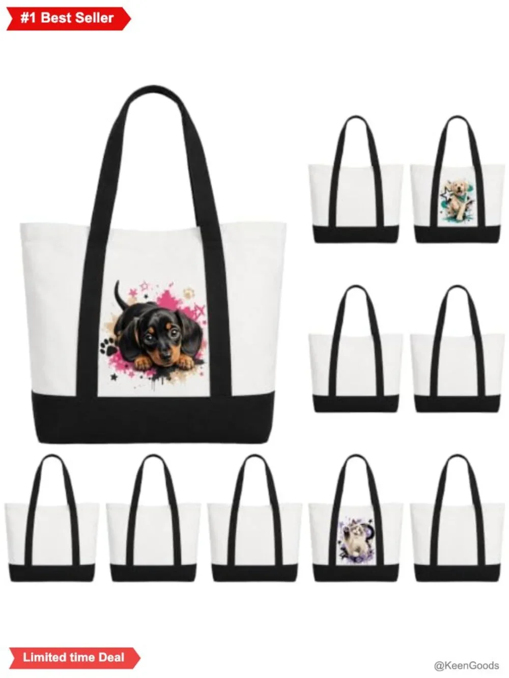 Canvas Tote Bags 10 Pack Large 18.5x15x5.5in Long Handle Reusable